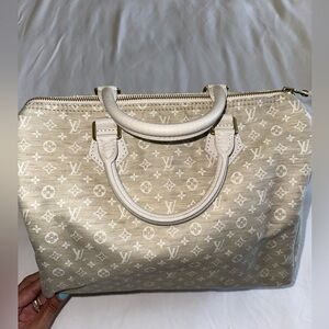 Louis Vuitton Speedy 30 Classic Monogram Mini Lin Beige Dune Canvas Handbag